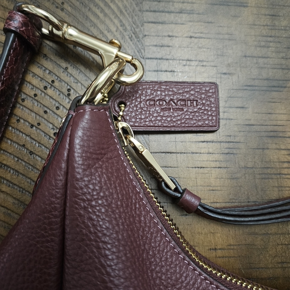 Coach Jules Hobo Burgundy Leather Shoulder Bag - Picture 3 of 9